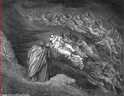 Dante e Virgílio no Inferno - pintura a óleo